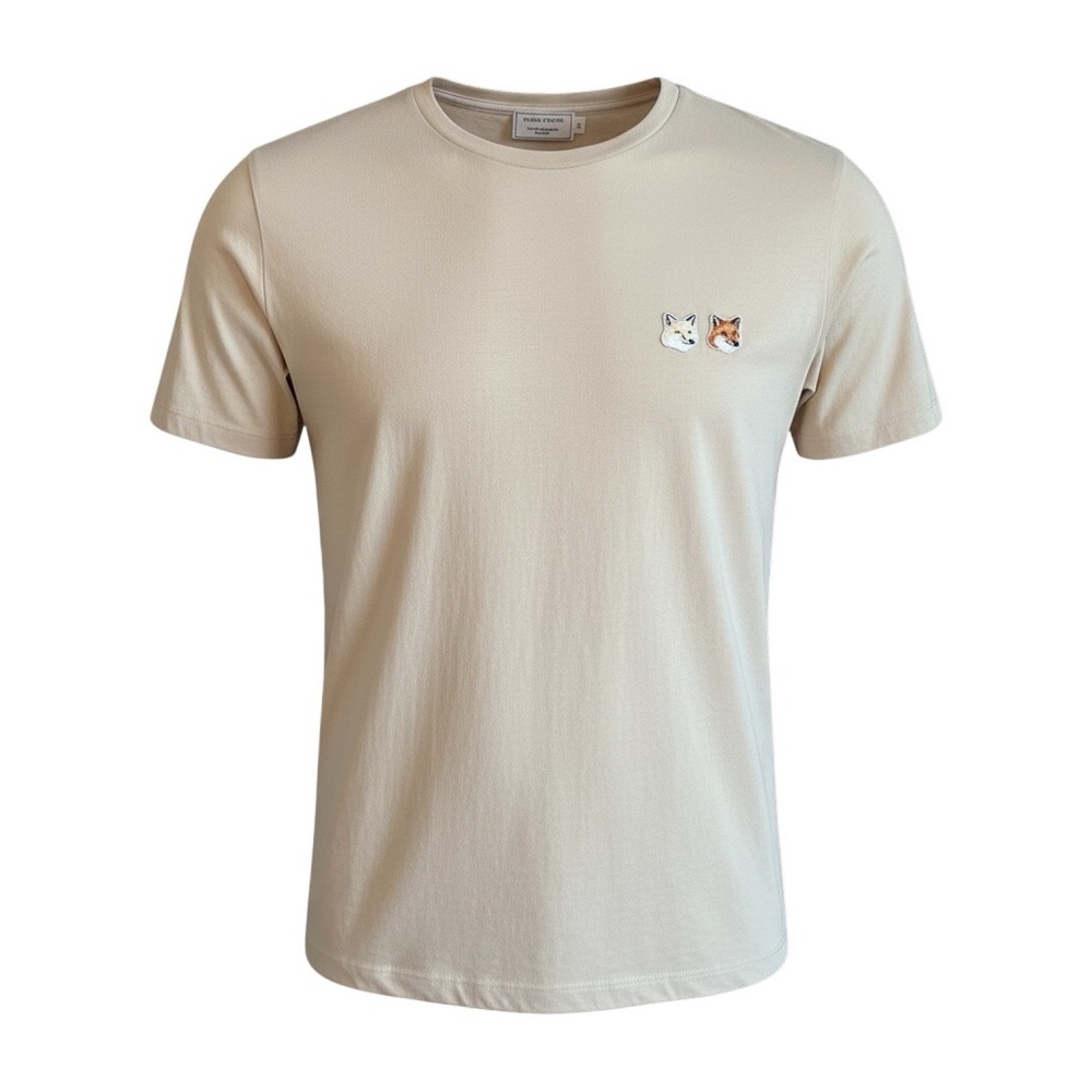 Maison Kitsuné Dual Fox Head Tee – Light Beige – Size M
